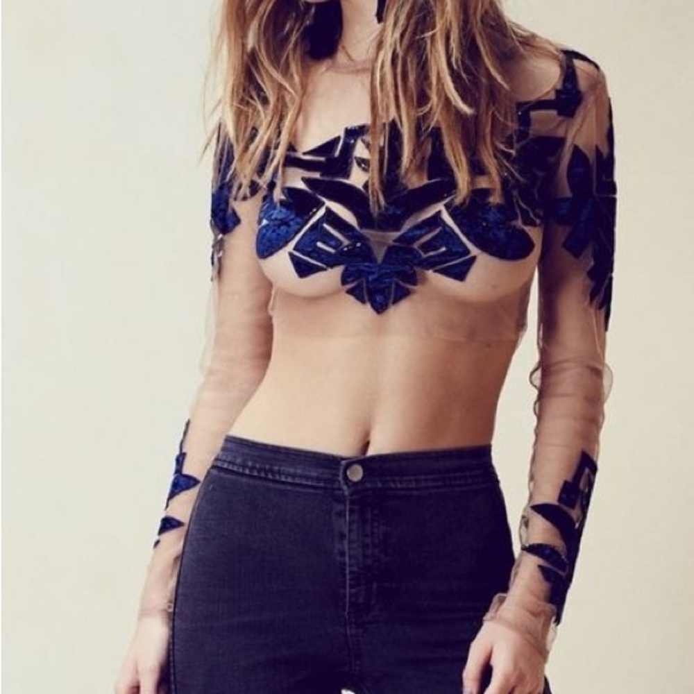 For Love and Lemons Vienna Top S Navy